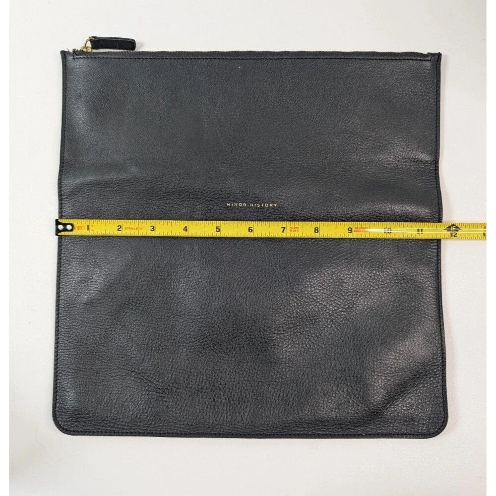 Minor History Black Folding 100% Leather Fold-Over Clutch Pouch